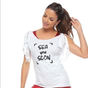 Protokolo Fringe Sleeved Sea You Soon Tee